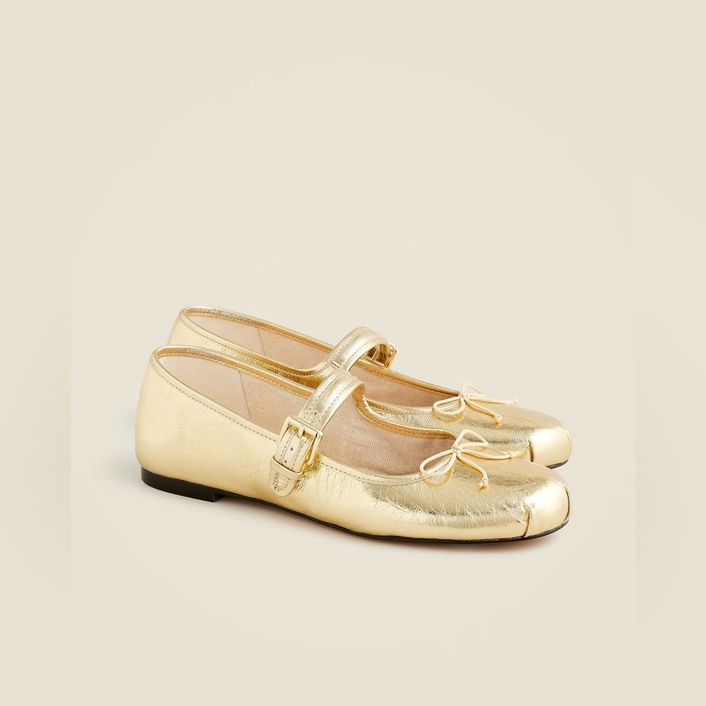 J.Crew Logan Mary Jane ballet flats shoes
crinkled metallic leather CC021